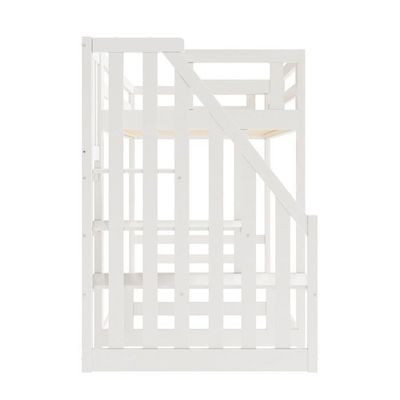 Moritz Lit Superposé Moderne 90 X 200 Cm Pour Enfants, Peu Encombrant, Bois De Pin Blanc Massif, Blanc, 97 X 140 X 207 Cm