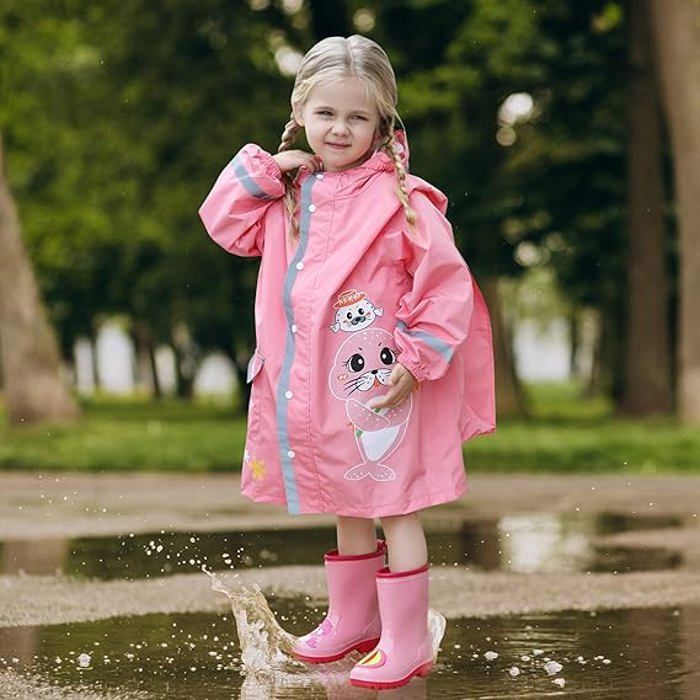 Lusofie 2 Pièces Poncho Pluie Enfants Cape De Pluie Enfant Veste De