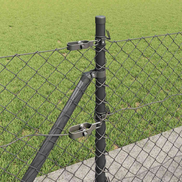 VidaXL Clôture En Treillis Métallique Avec Bride Anthracite 1,6x25 M - Barrière Robuste Pour Jardin Et Enclos Animaux
