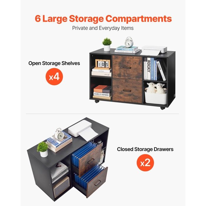 Caisson De Bureau Meuble De Rangement Avec 3 Tiroirs Pour Lettre,dossiers Et Documents Noir