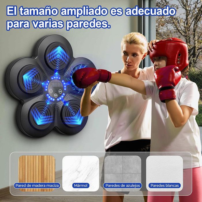 Machine De Boxe Musicale Bluetooth Intelligent - Cible De Boxe Mural Avec Lumières RGB, Compteur Automatique, 9 Modes De Rythme, Gants De Boxe Inclus, Adaptée Pour Sport Maison Et Entraînement (blanc