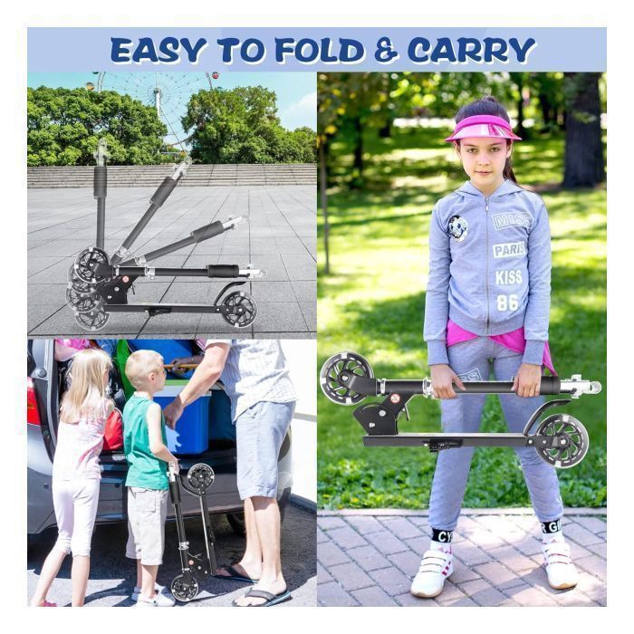 Trotinette Enfant 3 Roues de 2 à 10 Ans, Trottinette Evolutive Pliable,Trottinette Trois Roues