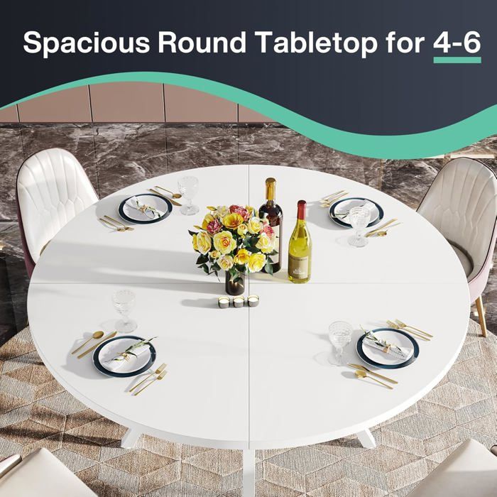 Table Ronde à Manger Tribesigns 80 Cm - Pour 2 à 4 Personnes - Style Vintage - Idéale Petite Cuisine Ou Salon
