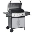 Barbecue à gaz - Noir et argenté - 4+1 zones de cuisson - Allumage piézo - Thermomètre intégré-0