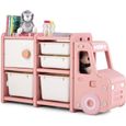 COSTWAY Étagère à Jouets Enfant Avec 2 Bacs En Tissu Amovibles, Bibliothèque Enfant Avec 3 Etageres Ouvertes 2 Compartiments Meuble Rangement Enfant Pour Jouets Livres 77 X 33 X 935 Cm 83126389
