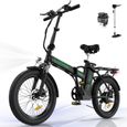 HITWAY Vélo électrique Pliable 20" Noir-Vert - Batterie 36V - 11,2Ah - Écran LCD - Pompe à vélo gratuite-0