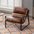 WAHSON OFFICE CHAIRS Wahson Fauteuil de Salon Confortable Chaise Relax, Fauteuil Lounge de Structure Métal, Chaise Loisirs pour Chambre, Cuir PU, Marron