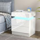 Table de chevet - VIVOLILV - Table de nuit LED brillant - avec 2 tiroirs - Moderne - 45x35x52cm