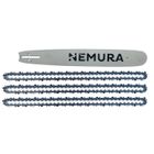 NEMURA Guide de tronçonneuse 45cm + 3 chaînes - Liderfarm - 72 Entraineurs - Pas 325 - Jauge 0.58 (1.5mm)