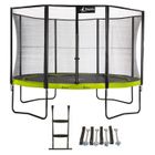 Kangui - Trampoline de jardin 365 cm + filet de sécurité + échelle + kit ancrage | PUNCHI Vert 360