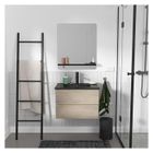 MOB-IN Meuble simple vasque 60cm SORRENTO chêne+vasque noire+robinet+miroir rectangle