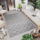 TAPISO Tapis Cuisine Terrasse CAPRI Anthracite Gris Polypropylène Intérieur-Extérieur 140x200 cm