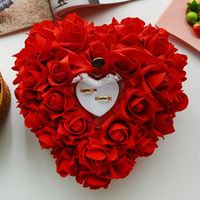 LOLO ROUGE Romantique Cœur Rose Boîte Bague Coussin Anneau Oreiller Élégant pour Mariage Fiançaille