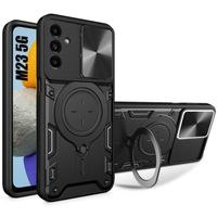 Coque pour Samsung Galaxy M23 5G Noir - Antichoc Support Anneau Arrière Cache Caméra