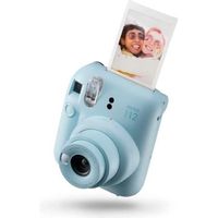 Appareil photo instantané FUJIFILM Instax Mini 12 en bleu pastel, photos lumineuses avec exposition automatique, idéal pour les gros