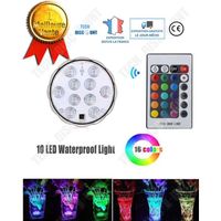 TD® Lot de 4 lampes 10 LED bougie plongée lumière étanche IP65 multicolore décoration télécommande à distance sous marine colorée