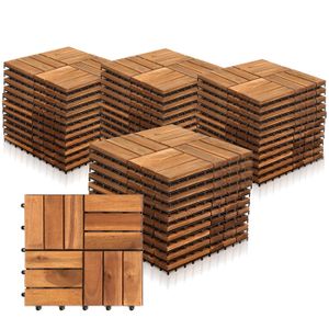 REVETEMENT EN PLANCHE Yakimz Lot de 44 dalles en bois d'acacia 4m2 class