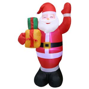 Père Noël Gonflable Assis Sur Une Balle – 1m80 (6 Pieds) – Déco Noël Lumineuse LED