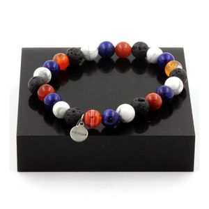 Bracelet En Pierres Naturelles - Lapis Lazuli Et Howlite Blanche - Style Bohème