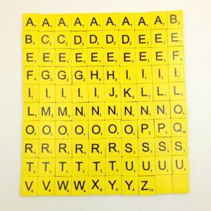 Delaman Lettre Scrabble en Bois Puzzle Alphabet Lot de 100pcs Lettres et Chiffres Noirs Jeux de Soci/ét/é