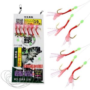 10 Packs taille 1//0 pêche piscatore Sabiki Gold 6 crochets Rig Appâts Poissons leurres #1//0
