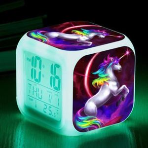 RÉVEIL ENFANT TSTR® Réveils numériques Licorne Cube LED de Nuit 