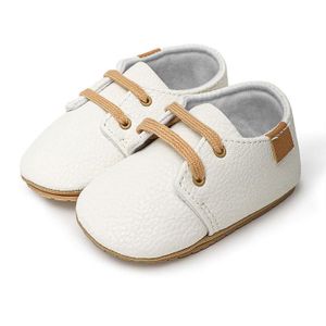 BABIES Chaussures Bébé en Cuir Antidérapant - Blanc - 0-1