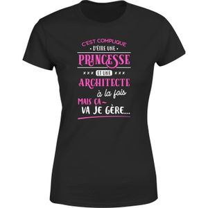 T-SHIRT tee shirt femme humour | Cadeau imprimé en France | 100% coton, 185gr |  princesse et architecte