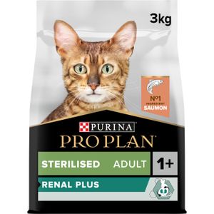 CROQUETTES Pro Plan Sterilised Adult RENAL PLUS Saumon 3kg - Croquettes complètes pour chats adultes stérilisés