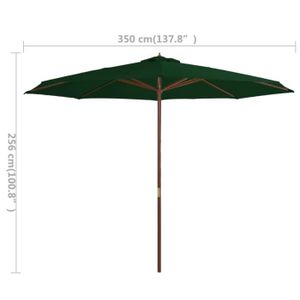 PARASOL Parasol avec mât en bois 350 cm Vert - SALUTUYA - 