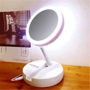 1 pièce LED Miroir De Maquillage De Bureau , Repliable Miroir Cosmétique  Avec Lampe Pour Table De Toilette, Mode en ligne