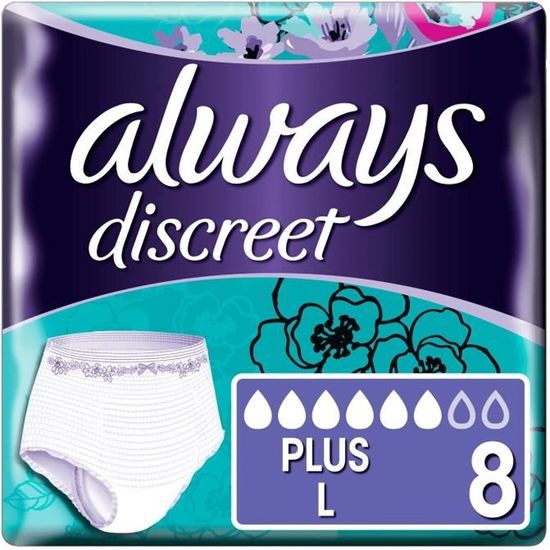 ALWAYS Discreet Culottes Incontinence taille Plus L x8 Cdiscount Sante Mieux vivre
