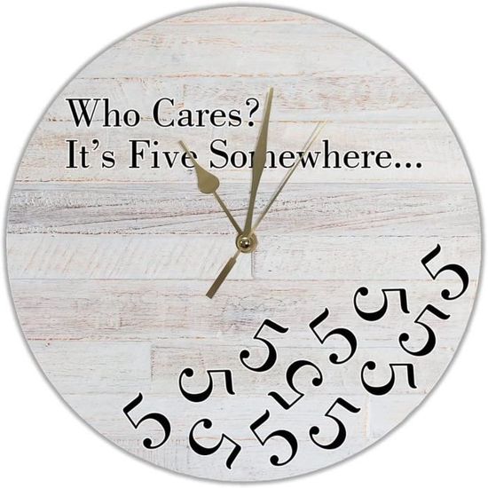 Horloge Murale Rustique En Bois 38,1 Cm - Mouvement Quartz Silencieux - Décoration Cuisine, Salon, Chambre - Fonctionne Avec Pile AA