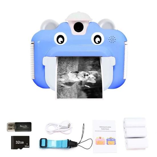 Appareil Photo Instantané Pour Enfants – 1080P, écran 2,4 Pouces, Impression Thermique, Carte 32Go, 5x Zoom Appareil Photo Instantané Pour Enfants – 1080P, écran 2,4 Pouces, Impression Thermique, Carte 32Go, 5x Zoom