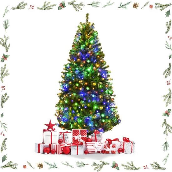 Sapin De Noël Artificiel Lumineux 240 Cm - 1220 Branches, LED Intégrées 8 Fonctions, Avec Neige Et Pommes De Pin, Intérieur/extérieur - 7