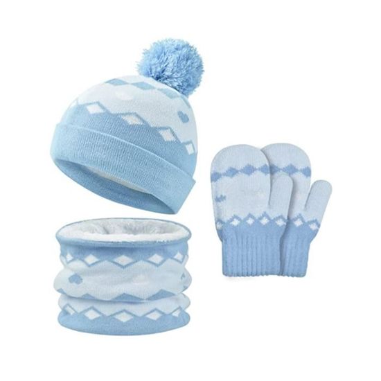 Ensemble Bonnet Écharpe Gants Enfant Hiver - Snood Chaud Mitaines Tactile - Cadeau Noël Sport Neige