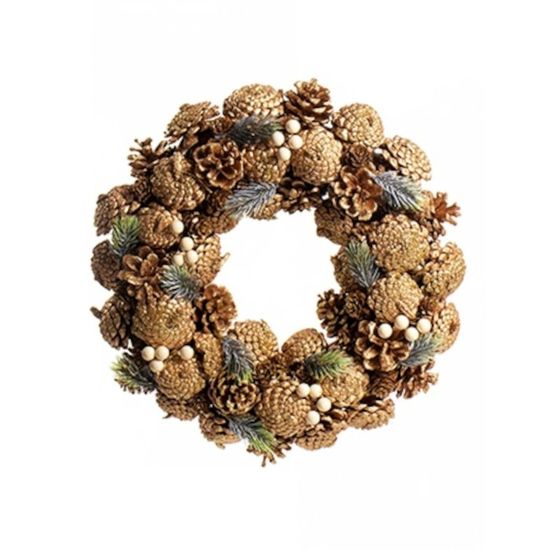 Couronne De Noël Artificielle Décorée - Cloches, Nœud, Pommes De Pin - Pour Porte, Cheminée, Table - Réutilisable