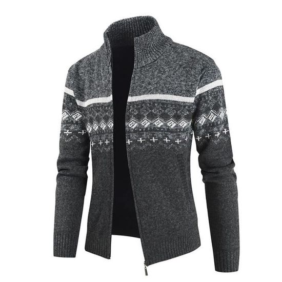 Veste Tricotée Homme Rétro Col V - Coupe Ample, Décontractée, Grande Taille, Pour Printemps Et Automne - 3
