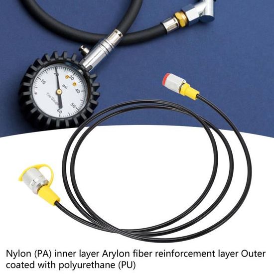 Tuyau Test Pression Hydraulique 2m - M16x2 Et BSP1/4 - Pour Pelleteuse, Engins De Chantier