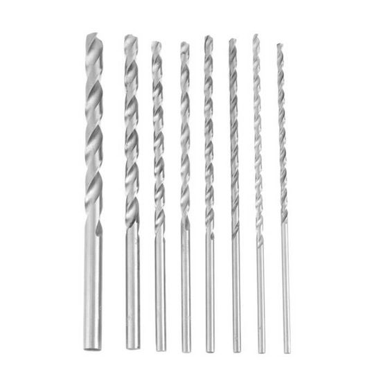 Lot De 7 Forets à Bois Longs 300 Mm – Diamètres 4,5,6,7,8,10,12 Mm – Pour Perçages Profonds, Menuiserie