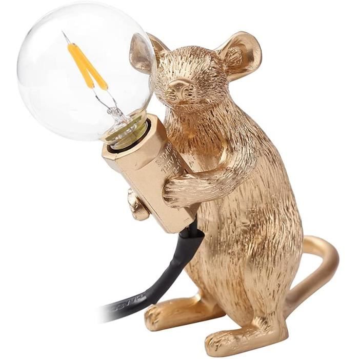 PQZATX Souris RéSine Lampes de Table Chambre Lampe de Table DéCorative pour Chambre Lampe de Chevet Lampe de Bureau Home Deco Luminaires B EU Plug 