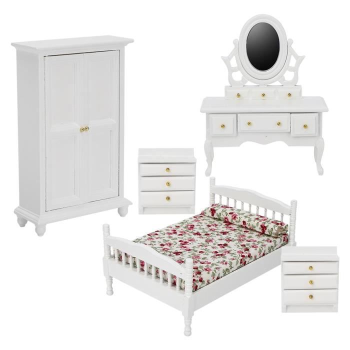 5pcs 1-12 Accessoire Kit de Mini Chambre à Coucher en Bois Meubles Miniatures Maison de Poupées-XIC
