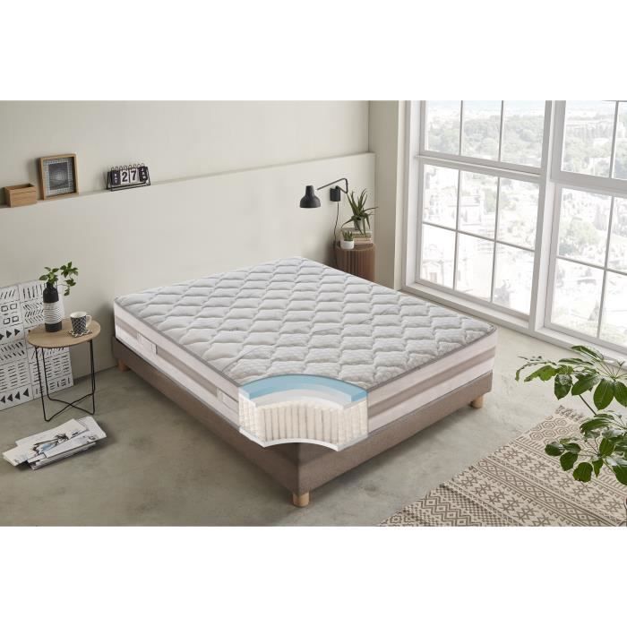 Matelas 90x200 à 800 ressorts ensachés indépendants à 9 Zones et mémoire de forme 25cm « Relax »