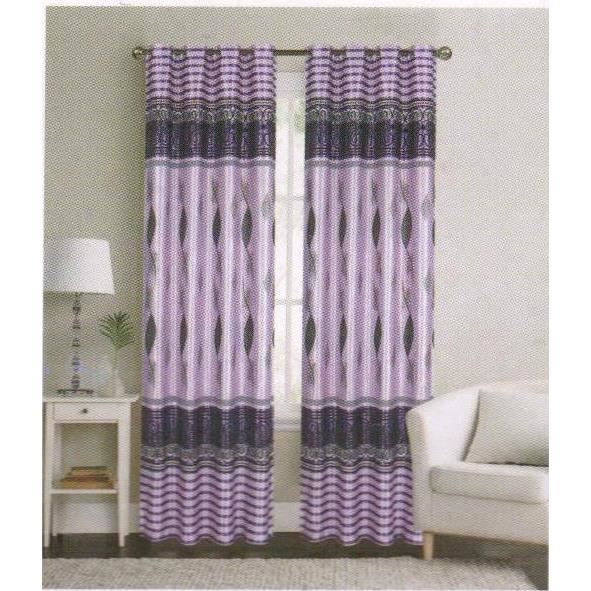 Panneaux de rideaux occultants imprimés -KADOMO- (140 X 260cm) - Violet foncé