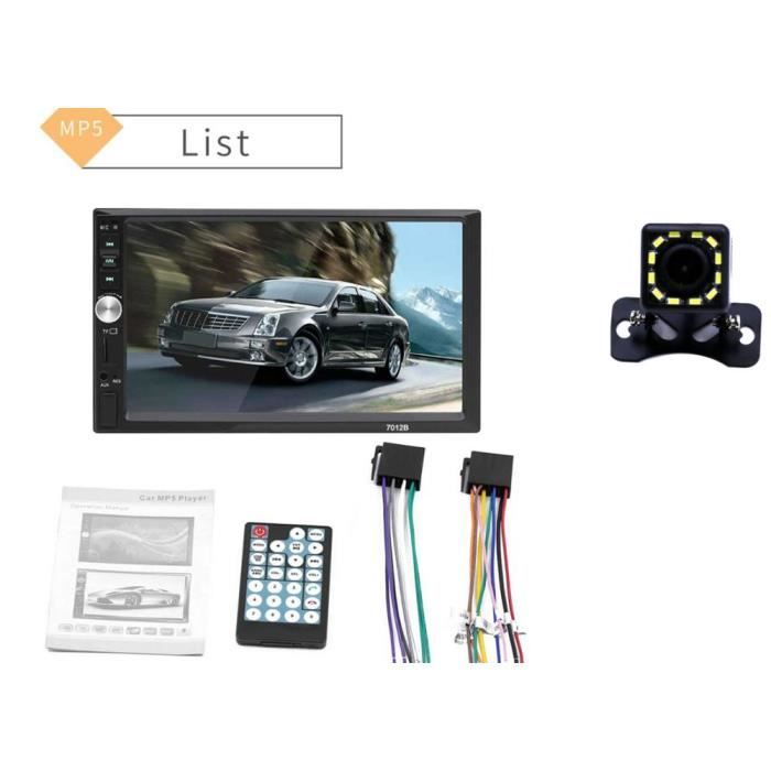 Autoradio Bluetooth mains libres voiture MP5 lecteur Autoradio 2 Din Mirrorlink Support d'image inverse - Type With 12Led camera