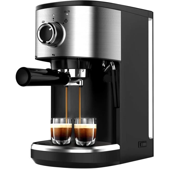 Bonsenkitchen Machine à Expresso, Machine à Café en Acier Inoxydable Haute Puissance, 1450 W, 15 Bars Machines Combinées Filtre et E