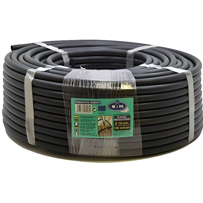Tuyau PE-LD 100 m x 16 mm 100 GOUTTEURS /à compensation automatique 8 litres//heure Tuyau darrosage noir