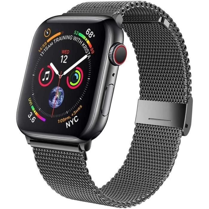 Gris 38mm-40mm bracelet pour la série iWatch 6-5-4-3-2-1SE,pour le de montre Apple, boucle de bracelet en maille d'acier inoxydable