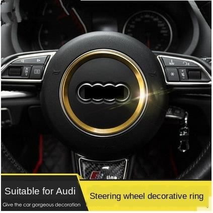 Décoration intérieure,Couverture de Volant de Voiture Autocollant Pour Audi S line A3 A4 B8 B6 A6 A7 A8 C6 Q3 Q5 Q7 A5 - Type Gold