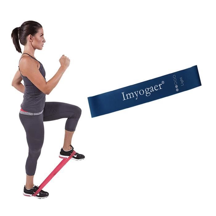 Bande Élastique Fitness, Niveau de Résistance Léger, Bleu, pour Yoga Pilates, Entrainement Corps, Jambes, Fessiers